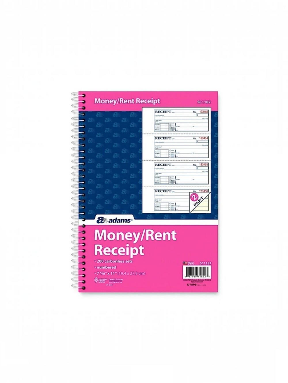 Adams Money & Rent Receipt Book SC1182 - Brand New